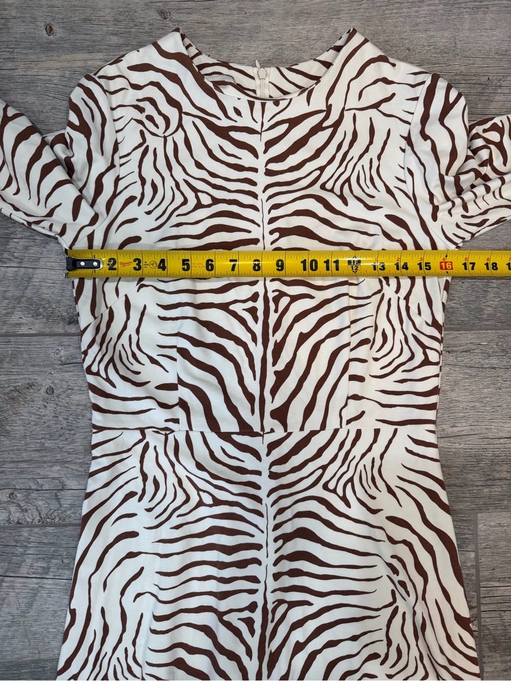 J McLaughlin for Dillard’s Zebra Print Dress Brown Cream Knit A-Line Small - Picture 8 of 8